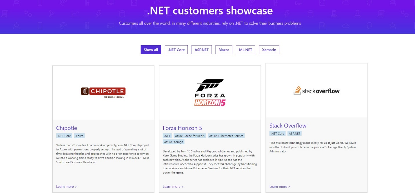 Dot NET Customer Showcase